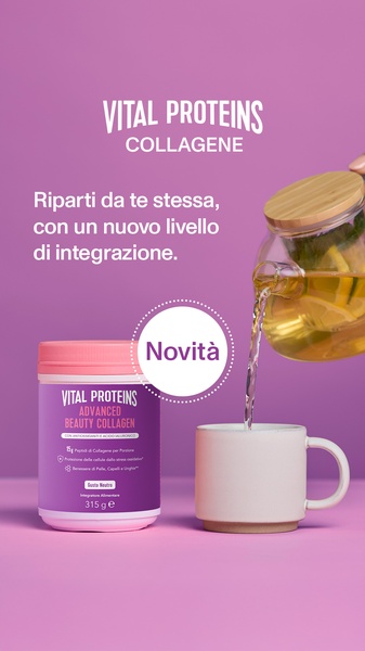 A clean, minimalist 9:16 vertical ad featuring the product pouring into a cup, emphasizing morning ritual and wellness.